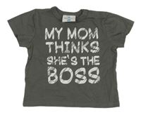 Šedé tričko s nápisy Topomini