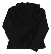 Černá propínací crop mikina s volánkem Benetton