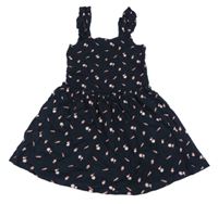 Černé letní šaty s obrázky a volánky KIABI