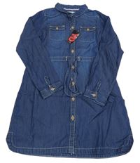 Nové - tmavomodré lehké riflové propínací košilové šaty YD