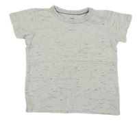 Bílo-šedo-černé melírované tričko s kapsou C&A