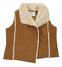 Hnědá semišová zateplená vesta/cardigan Matalan