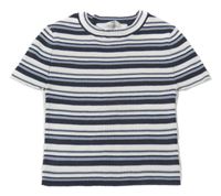 Bllo-tmavomodro-modré pruhované žebrované úpletové crop tričko H&M