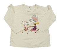 Krémové triko s holčičkou s volány a nápisy Matalan