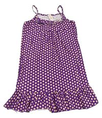 Fialové květované bavlněné šaty 
