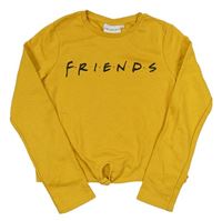 Okrová crop mikina s nápisem a kamínky - Friends C&A