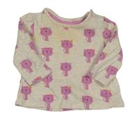 Béžové melírované triko s kočkami Mothercare
