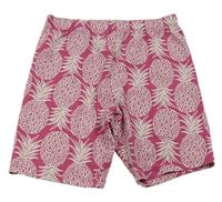 Tmavorůžové elastické kraťasy s ananasy M&S