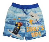 Světlemodré plážové kraťasy s Lego postavami Nutmeg