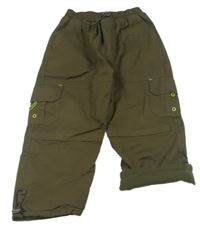 Khaki šusťákové zateplené cargo kalhoty