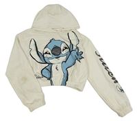 Smetanová crop mikina se Stitchem a kapucí Primark