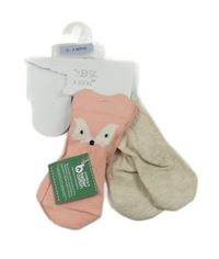 Nové - 2x ponožky - růžové s liškou + béžové melírované s medvědem Matalan