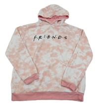 Růžovo-bílá batikovaná mikina s nápisem a kapucí - Friends Primark