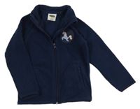 Tmavomodrá fleecová propínací mikina s jednorožcem Lily & Dan