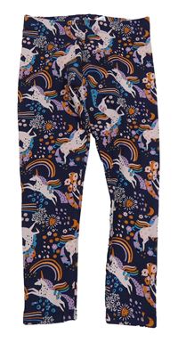 Tmavomodré legíny s jednorožci a duhami Next