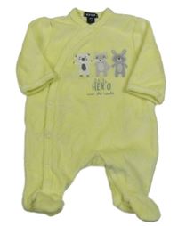 Žlutý sametový overal se zvířaty Kiabi