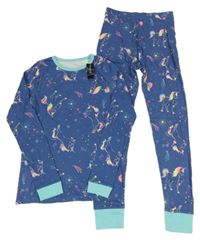 Nové - Tmavomodré pyžamo s jednorožci Dunnes