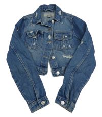 Modrá riflová crop bunda s prošoupáním New Look