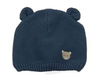 Tmavomodrá pletená čepice s medvědem a oušky C&A