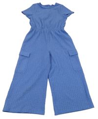 Modrofialový žebrovaný culottes overal s kapsami Primark