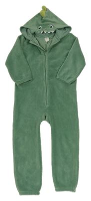 Zelená chlupatá kombinéza s kapucí - dinosaurus H&M