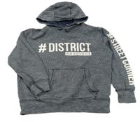 Tmavomodrá vzorovaná mikina s nápisem a kapucí Yigga