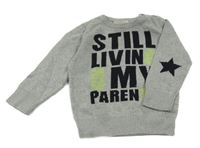 Šedý melírovaný svetr s nápisem Topomini