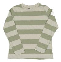 Světlebéžovo-zelené pruhované triko H&M