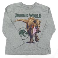 Šedé melírované triko s dinosaurem - Jurský svět