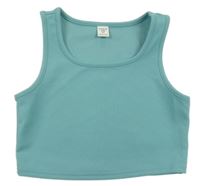 Modrý žebrovaný crop top Shein