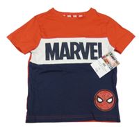 Nové - Červeno-bílo-tmavomodré tričko se Spidermanem Marvel