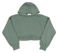 Khaki crop mikina s kapucí Primark