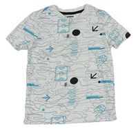 Bílo-černo-modré vzorované tričko F&F