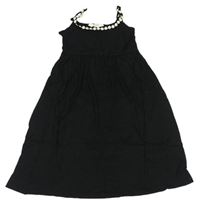 Černé lehké šaty s nášivkou kvítků H&M