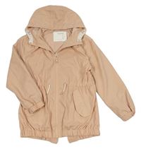 Meruňková plátěná jarní parka s kapucí Nutmeg