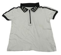 Bílo-černé polo tričko s nápisem River Island