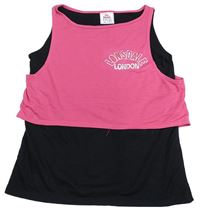 Černý top s růžovým našitým crop topem Lonsdale