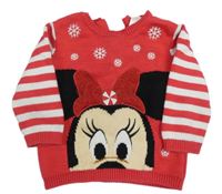 Růžový svetr s pruhovanými rukávy a Minnie Disney