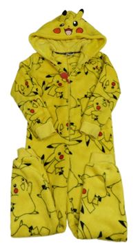 Žlutá chlupatá kombinéza a kapucí - Pikachu