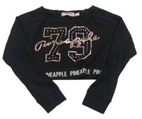 Černé crop triko s číslem Pineapple