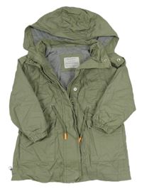 Khaki plátěná podzimní bunda s kapucí Primark