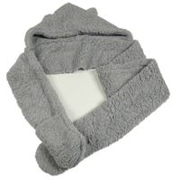 Šedá huňatá čepice s šálou 