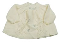 Smetanový vzorovaný svetr s výšivkami 