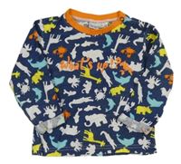 Tmavomodro-oranžové vzorované triko se zvířátky Ergee