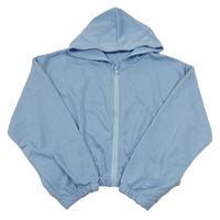 Světlemodrá crop propínací mikina s kapucí shein