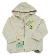 Smetanová vzorovaná propínací mikina s dinosaury a kapucí George