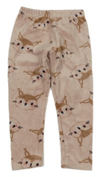 Světlerůžové plyšové legíny s veverkami Pep&Co