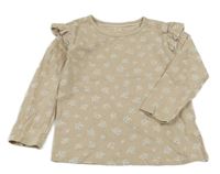 Světlebéžové květované triko s volánky C&A