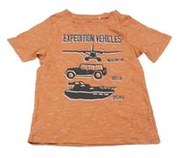 Oranžové melírované tričko s nápisem Topolino