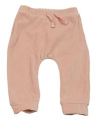 Světlerůžové žebrované plyšové tepláky Nutmeg